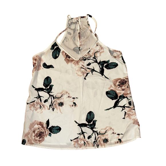 Floral Print V-neck Cami Top & Belted Solid Pink Pants Women's Medium (6) - Picture 7 of 10